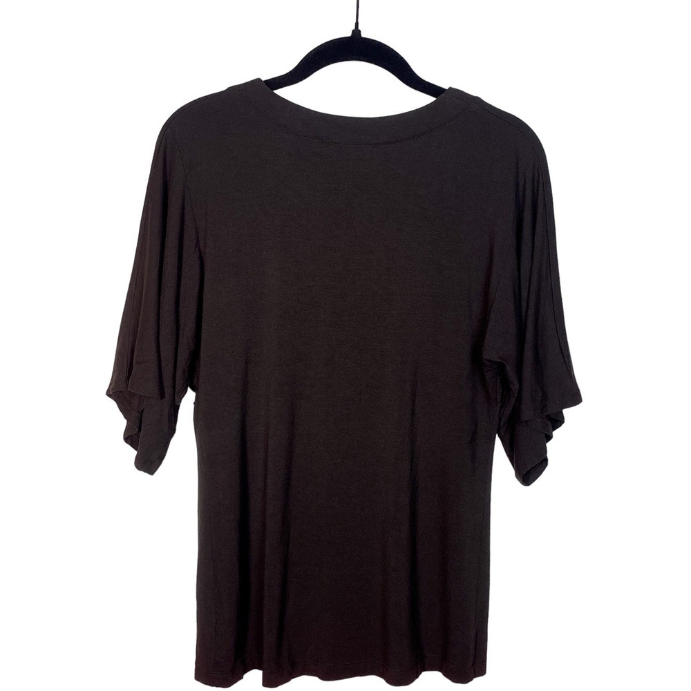 New York & Company Dark Brown Deep V Shirt - Picture 2 of 4